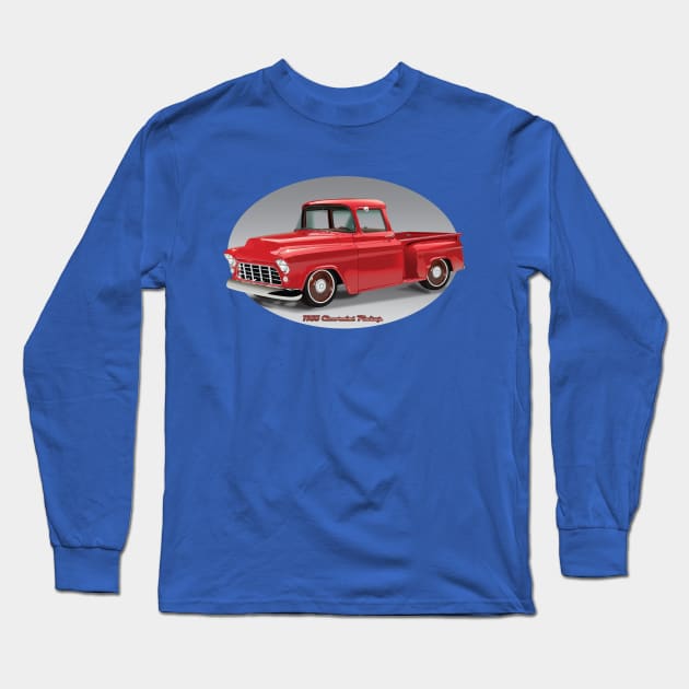 Chevy Pickup Classic 1955 Long Sleeve T-Shirt by TheStuffInBetween